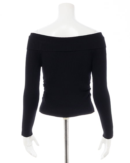 INGNI(イング) 襟付オフショルニットカーディガン クロ