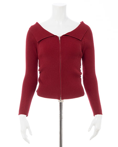 INGNI(イング) 襟付オフショルニットカーディガン アカ