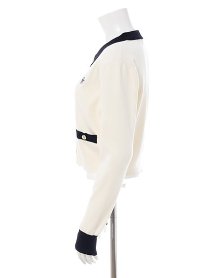 INGNI（イング） 襟付配色金ボタンニットカーディガン ｵﾌﾎﾜｲﾄ/ｸﾛ