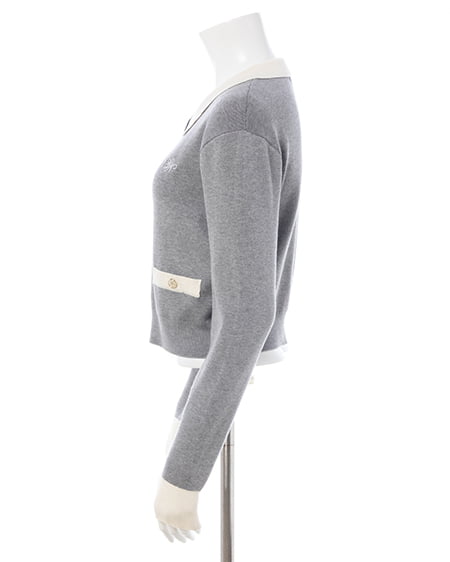 INGNI（イング） 襟付配色金ボタンニットカーディガン ｸﾞﾚｰ/ｵﾌﾎﾜｲﾄ