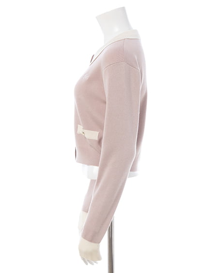 INGNI（イング） 襟付配色金ボタンニットカーディガン ﾋﾟﾝｸ/ｵﾌﾎﾜｲﾄ