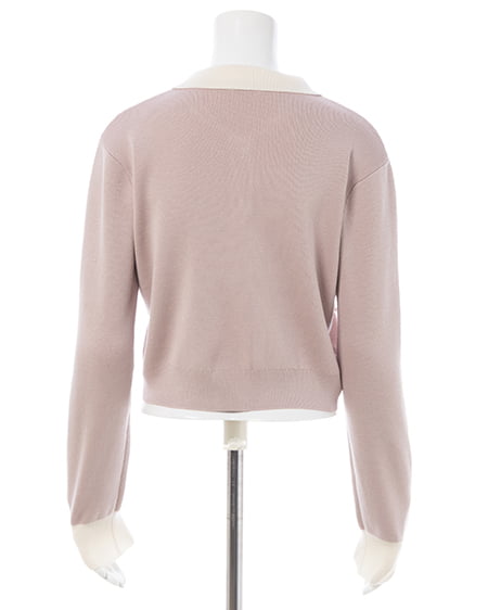 INGNI（イング） 襟付配色金ボタンニットカーディガン ﾋﾟﾝｸ/ｵﾌﾎﾜｲﾄ