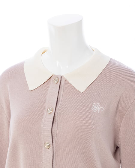 INGNI（イング） 襟付配色金ボタンニットカーディガン ﾋﾟﾝｸ/ｵﾌﾎﾜｲﾄ