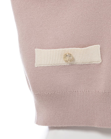 INGNI（イング） 襟付配色金ボタンニットカーディガン ﾋﾟﾝｸ/ｵﾌﾎﾜｲﾄ