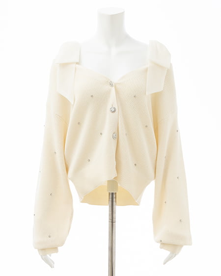 INGNI（イング） 肩リボン装飾付ニットカーディガン ｱｲﾎﾞﾘｰ