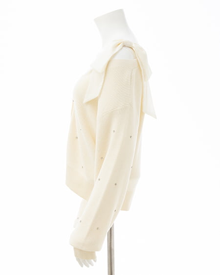 INGNI（イング） 肩リボン装飾付ニットカーディガン ｱｲﾎﾞﾘｰ