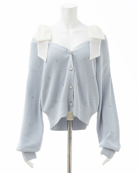 INGNI（イング） 肩リボン装飾付ニットカーディガン ｻｯｸｽ