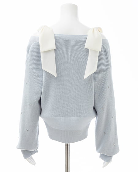 INGNI（イング） 肩リボン装飾付ニットカーディガン ｻｯｸｽ