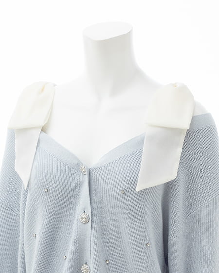 INGNI（イング） 肩リボン装飾付ニットカーディガン ｻｯｸｽ