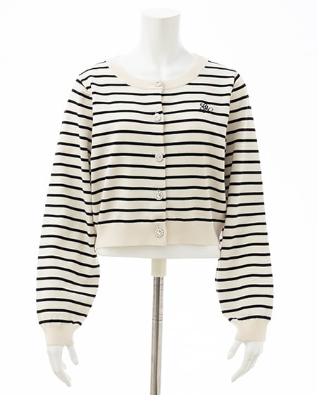 INGNI（イング） ビジューボタンニットカーディガン ｵﾌｸﾛ/ﾎﾞｰﾀﾞｰ