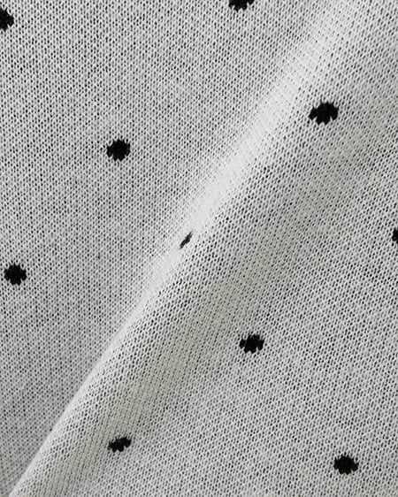 INGNI（イング） 襟付ドット柄半袖ニットカーディガン ｵﾌﾎﾜｲﾄ/ｸﾛ