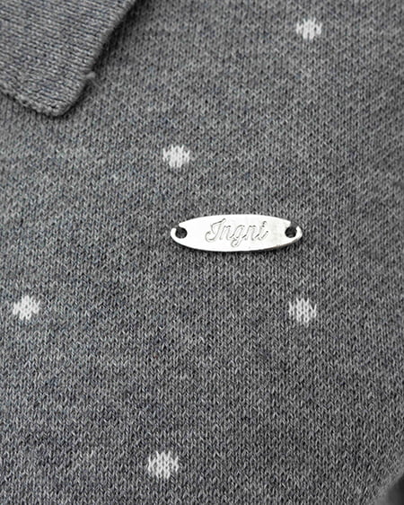 INGNI（イング） 襟付ドット柄半袖ニットカーディガン ｸﾞﾚｰ/ｵﾌﾎﾜｲﾄ