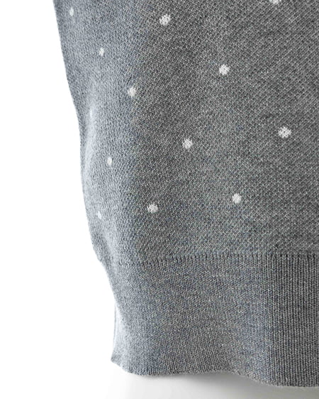 INGNI（イング） 襟付ドット柄半袖ニットカーディガン ｸﾞﾚｰ/ｵﾌﾎﾜｲﾄ