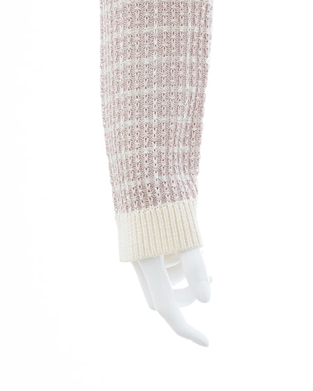 INGNI(イング) 襟付ツイードバイカラーニットカーディガン ピンク/オフホワイト