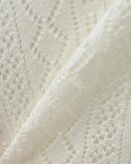 INGNI（イング） パターンメッシュリボンボタンニットカーディガン ｵﾌﾎﾜｲﾄ