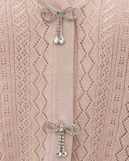 INGNI（イング） パターンメッシュリボンボタンニットカーディガン ﾋﾟﾝｸ