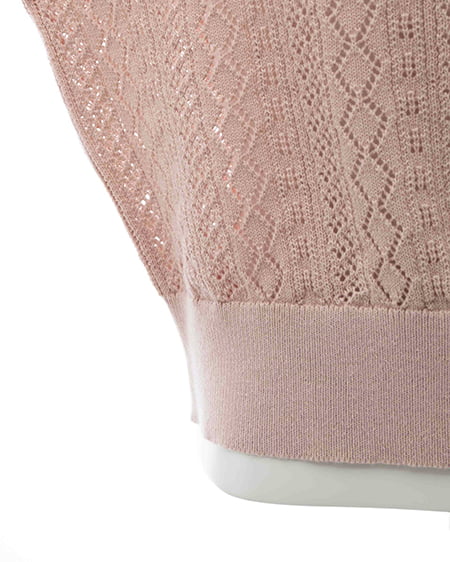 INGNI（イング） パターンメッシュリボンボタンニットカーディガン ﾋﾟﾝｸ