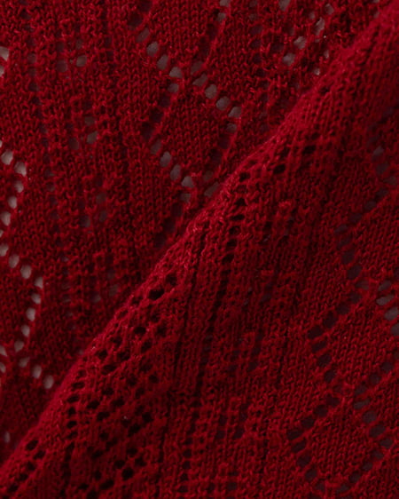 INGNI(イング) パターンメッシュリボンボタンニットカーディガン アカ