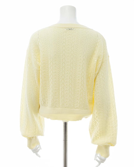 INGNI（イング） パターンメッシュリボンボタンニットカーディガン ｲｴﾛｰ