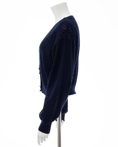 INGNI(イング) パターンメッシュリボンボタンニットカーディガン コン