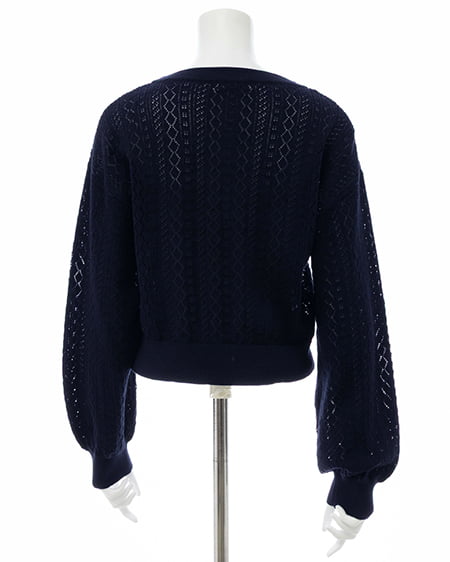 INGNI(イング) パターンメッシュリボンボタンニットカーディガン コン