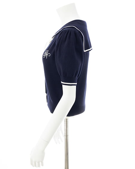 INGNI（イング） セーラーカラー配色ニットカーディガン ｺﾝ/ｵﾌﾎﾜｲﾄ