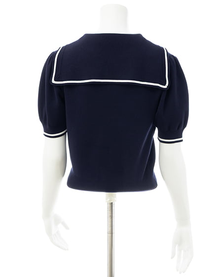 INGNI（イング） セーラーカラー配色ニットカーディガン ｺﾝ/ｵﾌﾎﾜｲﾄ