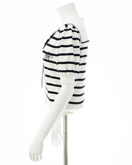 INGNI（イング） セーラーカラー配色ニットカーディガン ｵﾌｸﾛ/ﾎﾞｰﾀﾞｰ