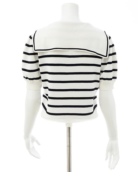 INGNI（イング） セーラーカラー配色ニットカーディガン ｵﾌｸﾛ/ﾎﾞｰﾀﾞｰ