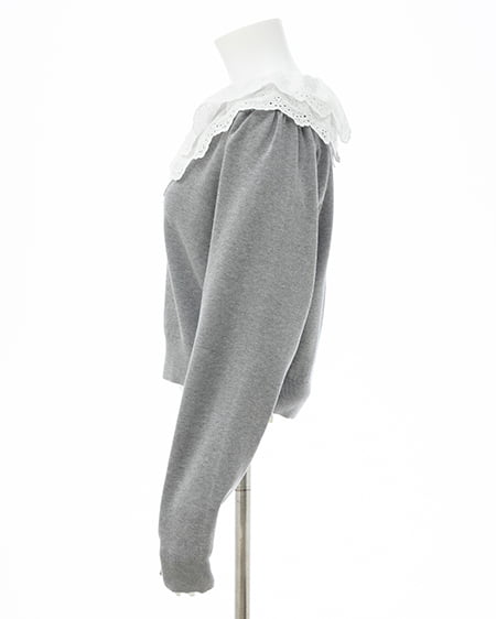 INGNI（イング） レースフリル襟ニットカーディガン ｸﾞﾚｰ