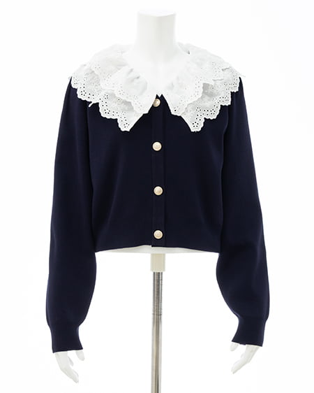 INGNI（イング） レースフリル襟ニットカーディガン ｺﾝ