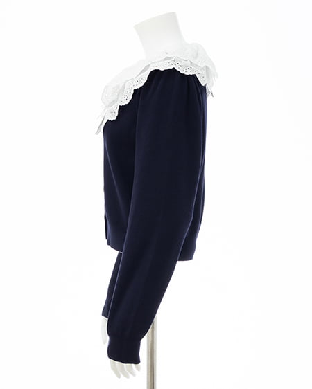 INGNI（イング） レースフリル襟ニットカーディガン ｺﾝ