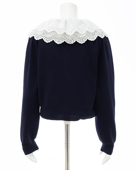 INGNI（イング） レースフリル襟ニットカーディガン ｺﾝ