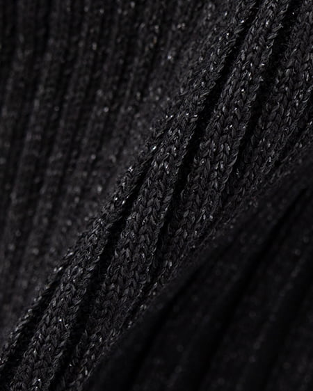 INGNI（イング） 襟付オフショルフロントジップ半袖ラメニットカーディガン ｸﾛ