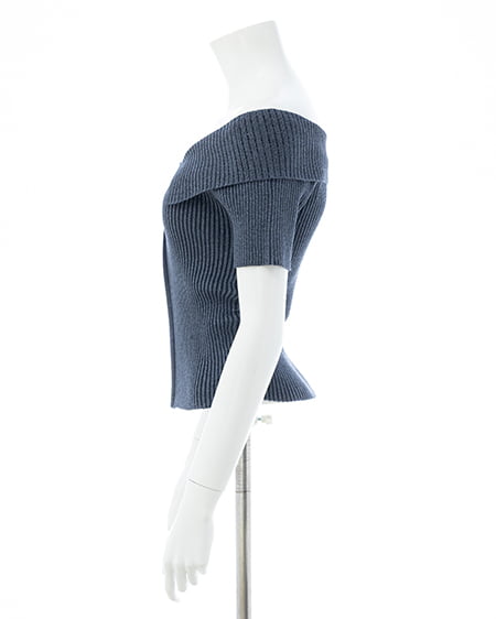 INGNI（イング） 襟付オフショルフロントジップ半袖ラメニットカーディガン ｺﾝ