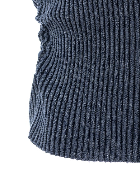 INGNI（イング） 襟付オフショルフロントジップ半袖ラメニットカーディガン ｺﾝ