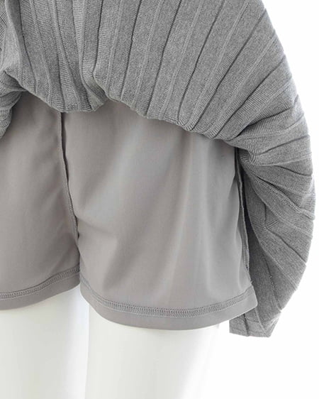 INGNI（イング） 配色胸刺繍襟付ニットカーディガン＋ニットミニスカパン／セット ｸﾞﾚｰ/ｵﾌﾎﾜｲﾄ