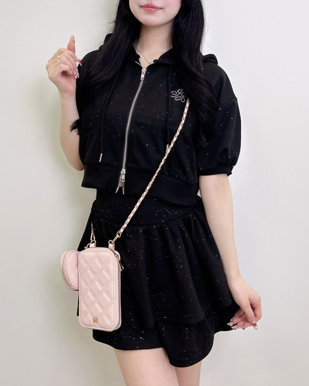 【4／30 2時までの限定価格】ラメポンチジップパーカー＋スカート／セットアップ