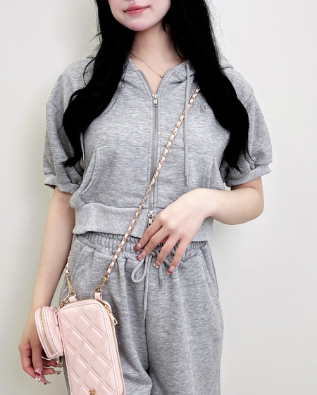 ラメジップパーカー＋パンツ／セットアップ