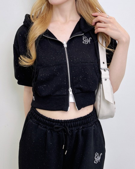 ラメジップパーカー＋パンツ／セットアップ