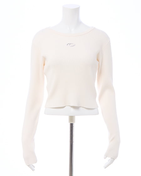 INGNI（イング） メタルプリントリブニット ｵﾌﾎﾜｲﾄ