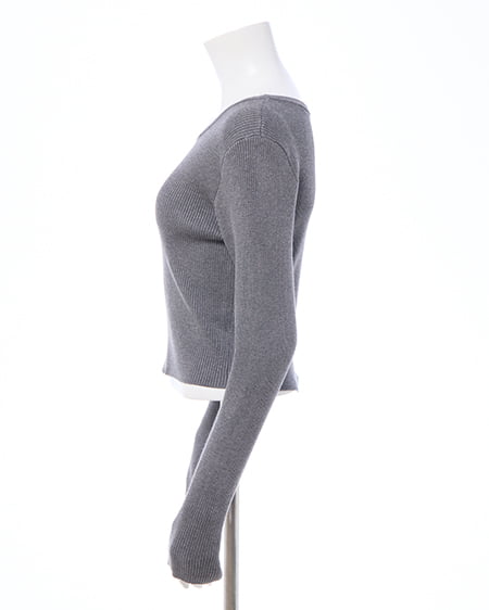 INGNI（イング） メタルプリントリブニット ﾁｬｺｰﾙｸﾞﾚｰ