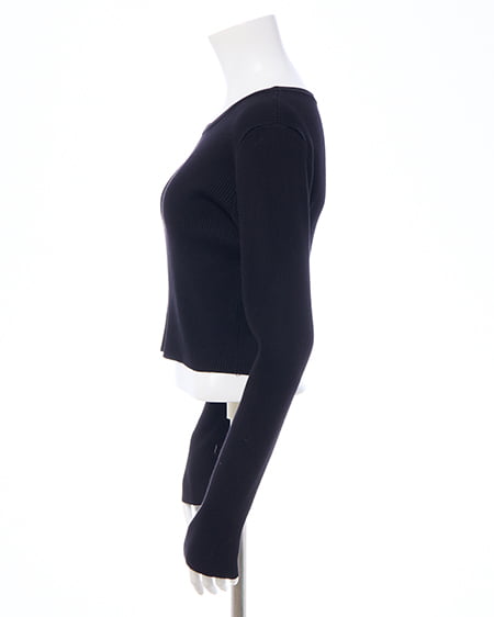 INGNI（イング） メタルプリントリブニット ｸﾛ