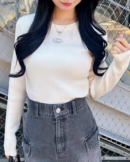 メタルプリントリブニット