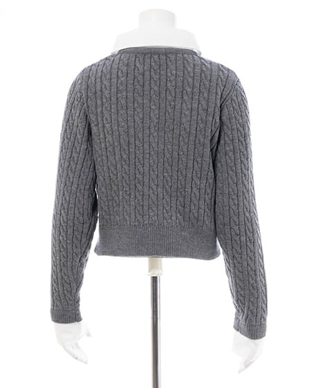 INGNI(イング) シャツレイヤード風ケーブルニット グレー/オフホワイト