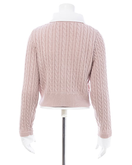 INGNI(イング) シャツレイヤード風ケーブルニット ピンク/オフホワイト