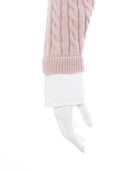 INGNI(イング) シャツレイヤード風ケーブルニット ピンク/オフホワイト