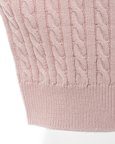 INGNI(イング) シャツレイヤード風ケーブルニット ピンク/オフホワイト