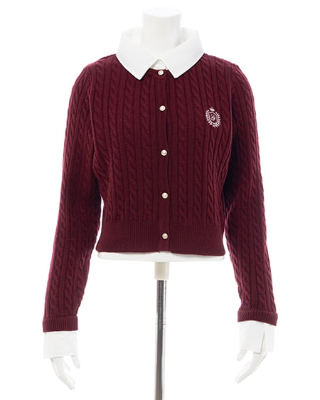 INGNI（イング） シャツレイヤード風ケーブルニット ﾎﾞﾙﾄﾞｰ/ｵﾌﾎﾜｲﾄ