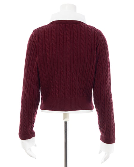 INGNI（イング） シャツレイヤード風ケーブルニット ﾎﾞﾙﾄﾞｰ/ｵﾌﾎﾜｲﾄ